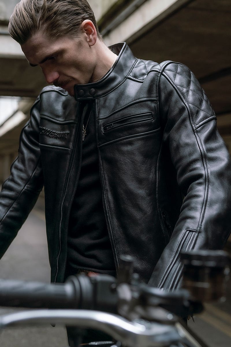 Ruroc | .50 Cal Black UV | 100% Full Grain Armoured Leather Motorcycle ...