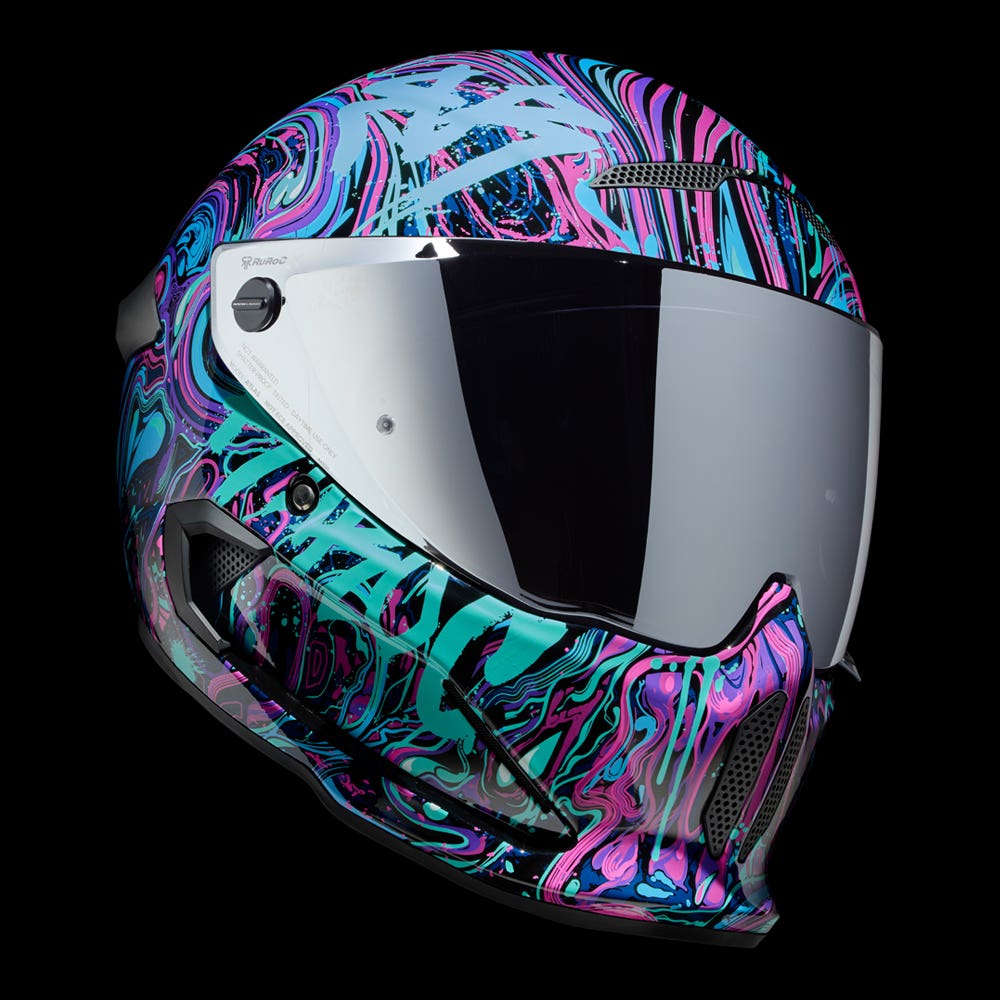 masse Forsendelse Offentliggørelse Ruroc | ATLAS 4.0 Lucid Waves | Full Face Bluetooth Motorcycle Helmet |  Ruroc