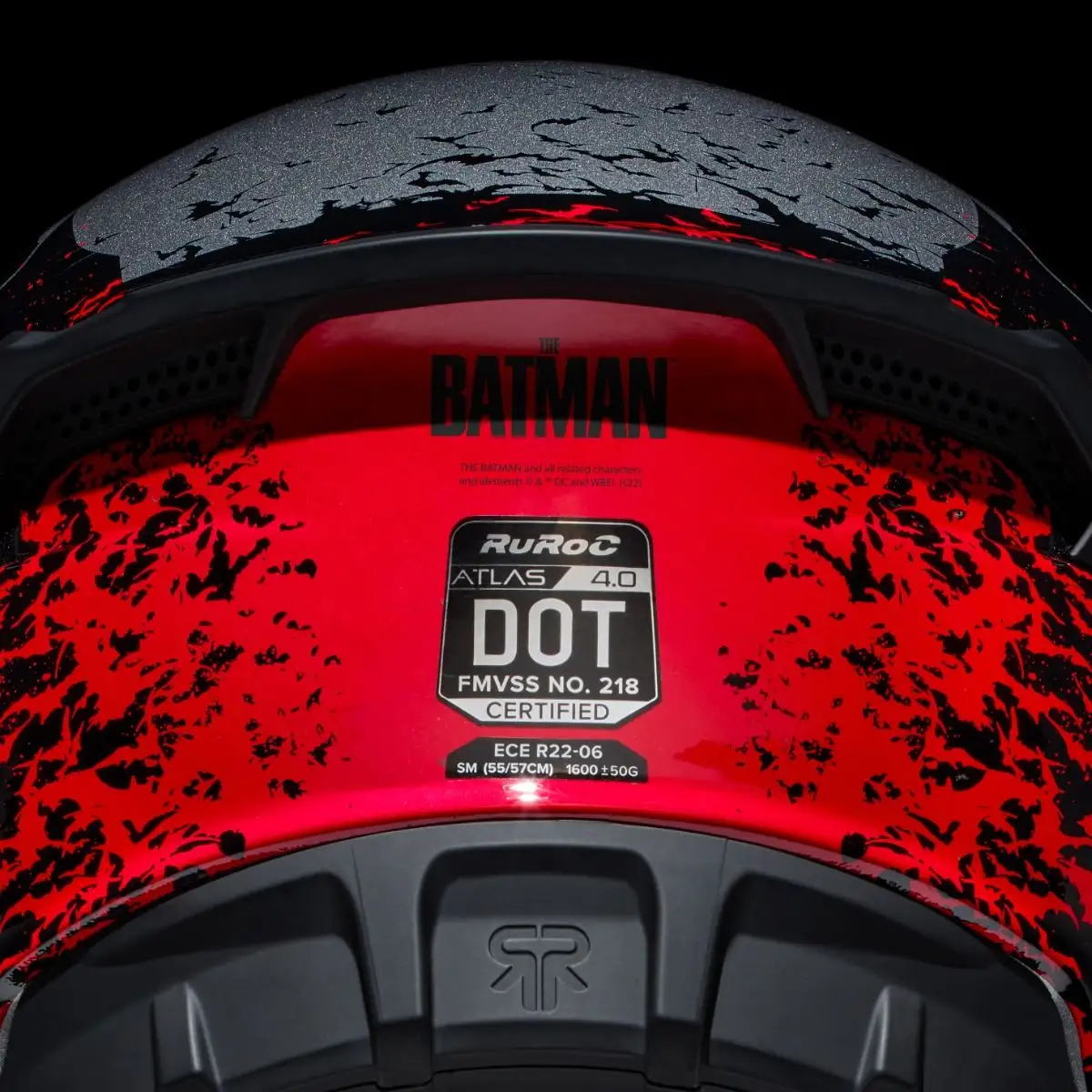 DOT and ECE certification markings on the AT4.0 Carbon The Batman