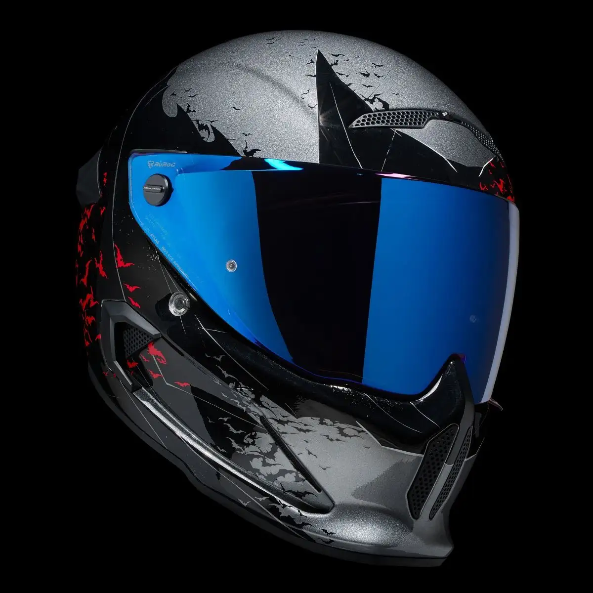 AT4.0 Carbon The Batman helmet with blue iridescent visor