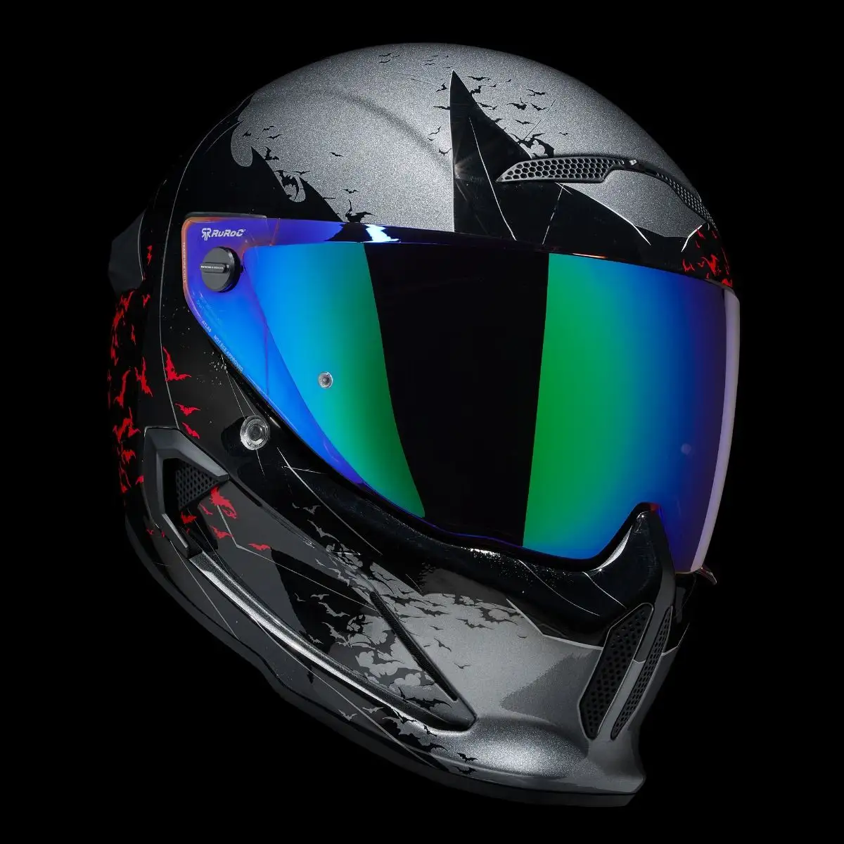 AT4.0 Carbon The Batman helmet with green iridescent visor