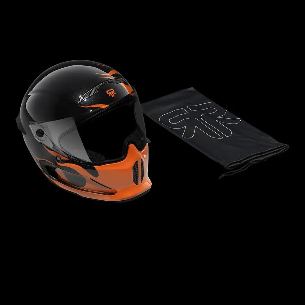 AT4.0 Street Flames box contents: clear visor & helmet bag
