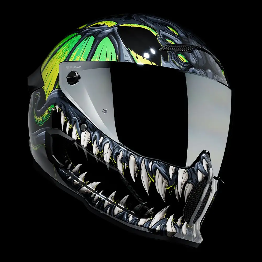 Ruroc AT4.0 CARBON Cthulhu - Lightweight Full-Face Bluetooth Motorcycle Helmet - XL/XXL - DOT & ECE 22.06 Certified