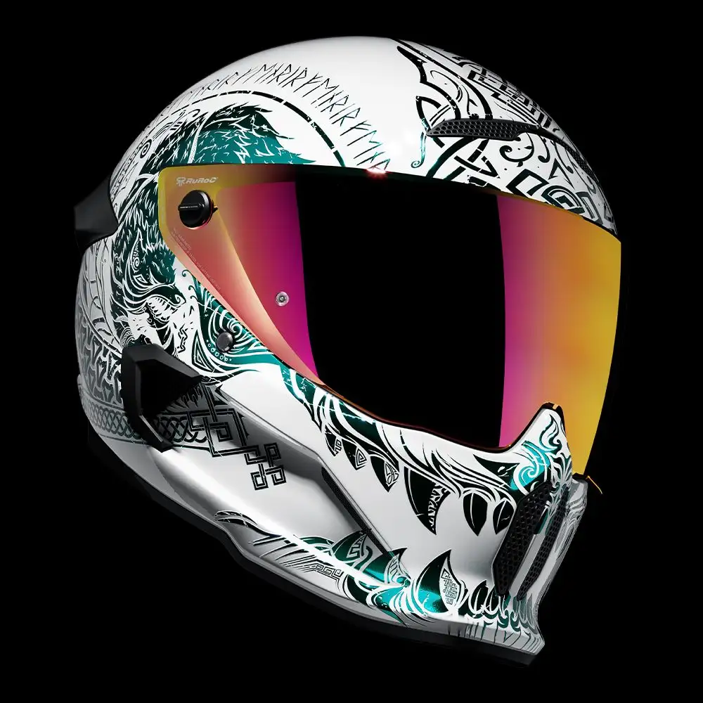 AT4.0 CARBON Fenrir White | Full Face Bluetooth Motorcycle Helmets