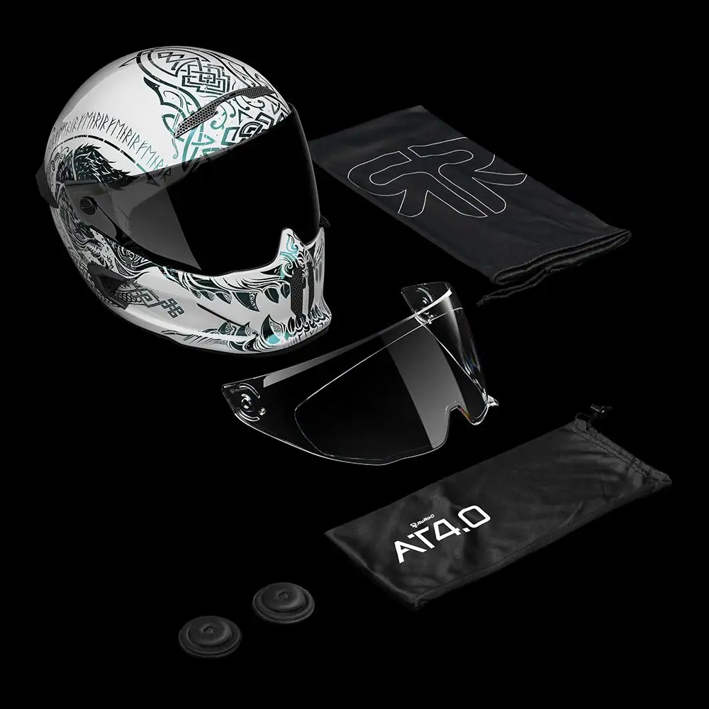 AT4.0 CARBON Fenrir White | Full Face Bluetooth Motorcycle Helmets