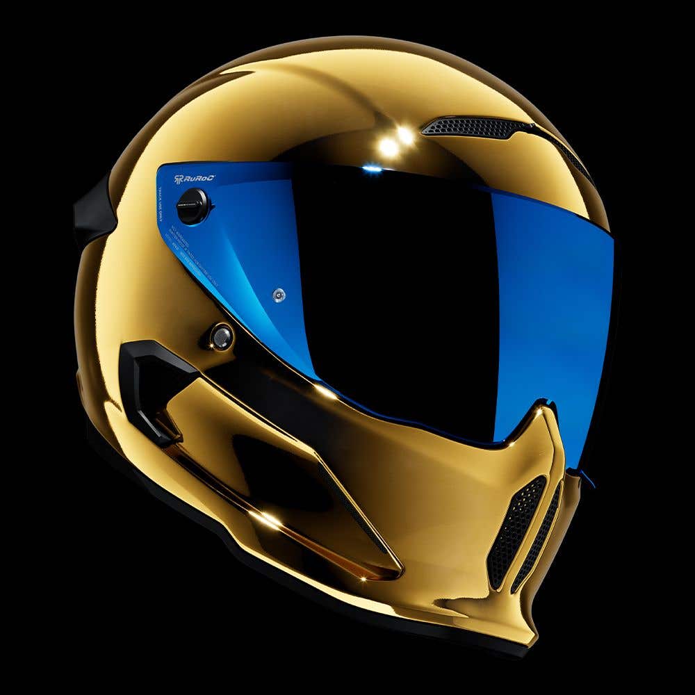 AT4.0 Carbon Gold with blue iridescent visor