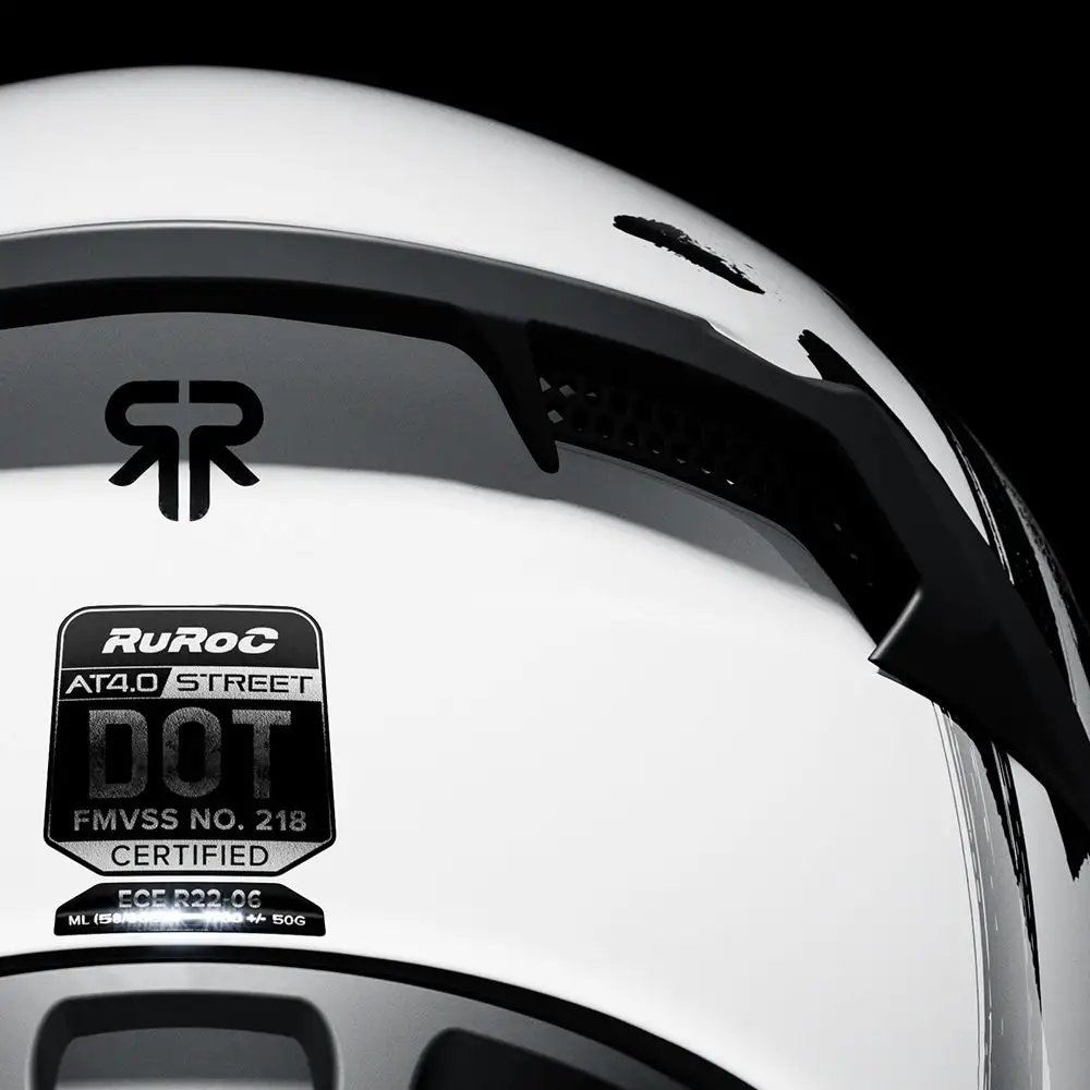 DOT and ECE certification markings on the Ruroc AT4.0 Street Kings