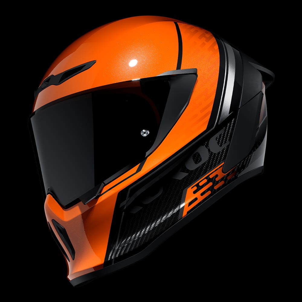 RUROC EOX 2.0 REIGN 橘色全罩式安全帽左前 3/4 原廠商品照片